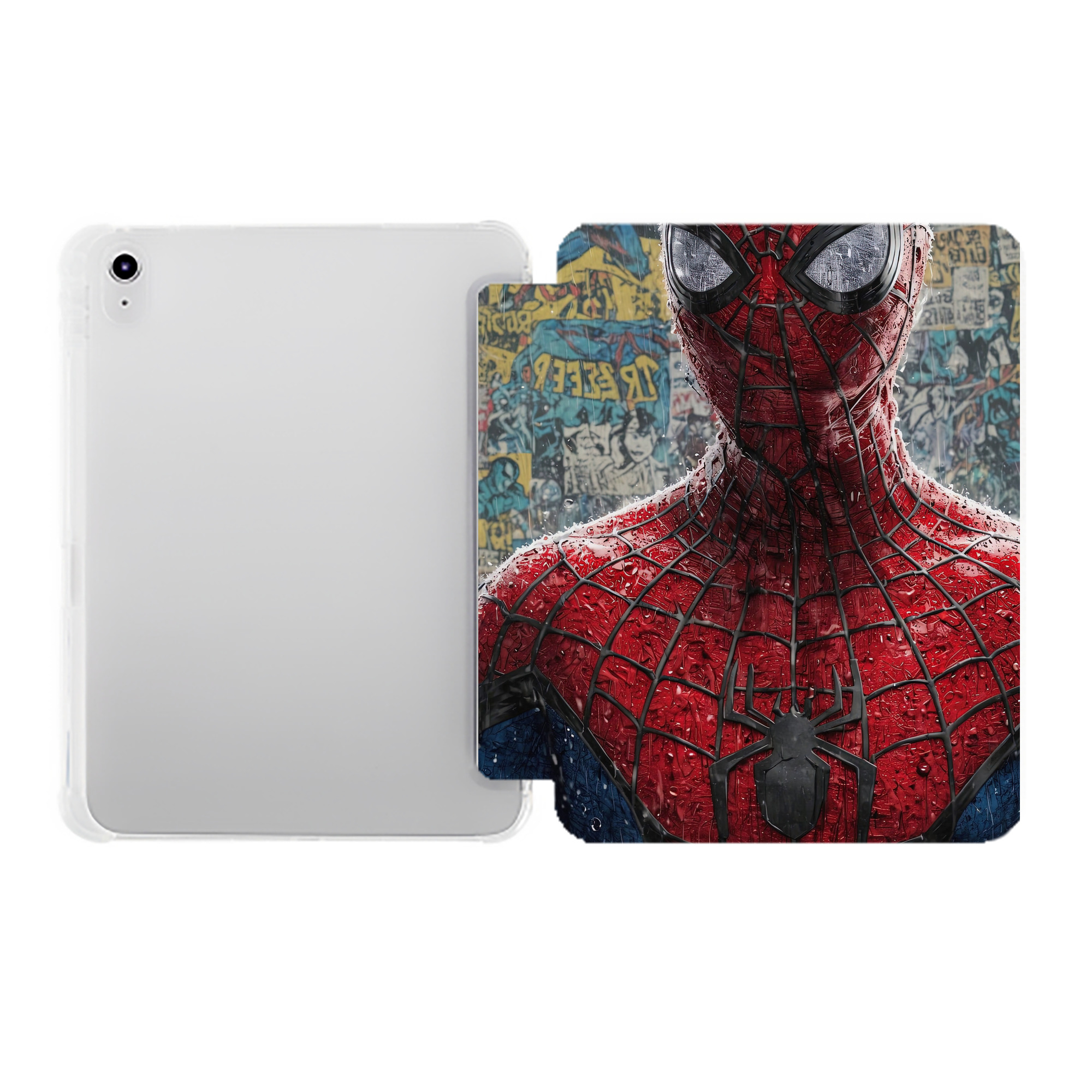 （画像用） Spider Man スパイダーマン IPad ケース ペン収納付き 三つ折りスタンド PUレザー×シリコン 対応機種9.5/10.5/10.9インチ